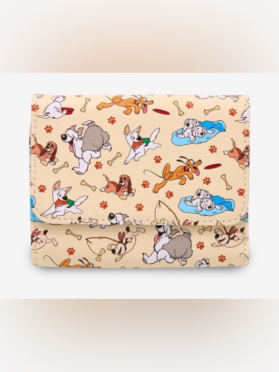 Loungefly Handbags - Disney Loungefly Playful Dogs Pattern Foldover Wallet- NWT